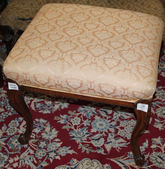 Victorian walnut stool, on cabriole legs